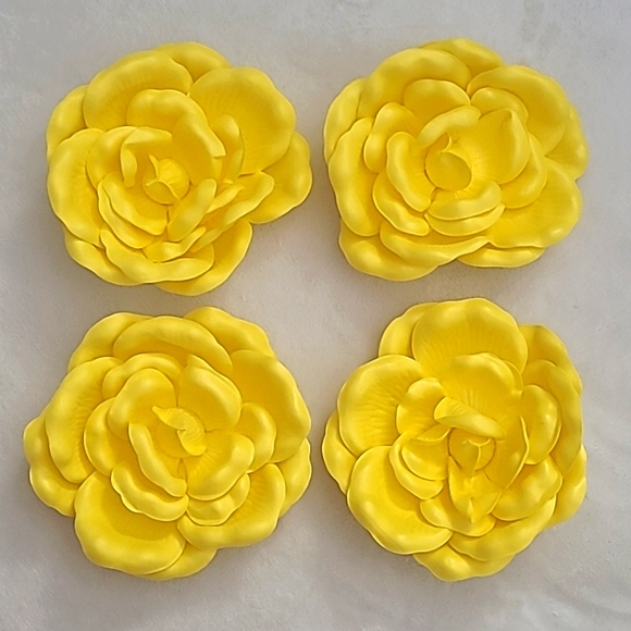 Unbranded Other - Set of 4 Small Yellow Decorative Giant Flower Party Baby Shower Decor Easy Hang